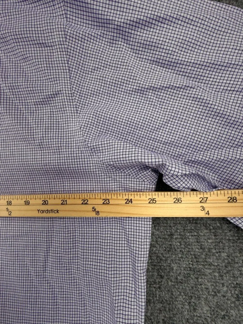 Brooks Brothers Non Iron Button Up Shirt Men Purple Check 17.5 32/33 Regent